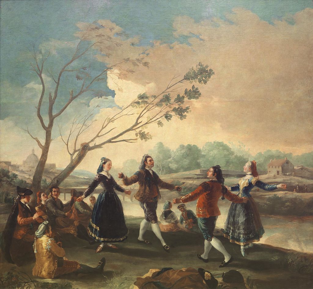 Tańce seguidillas nad rzeką Manzanares koło Madrytu (obraz pędzla Francisca Goi)