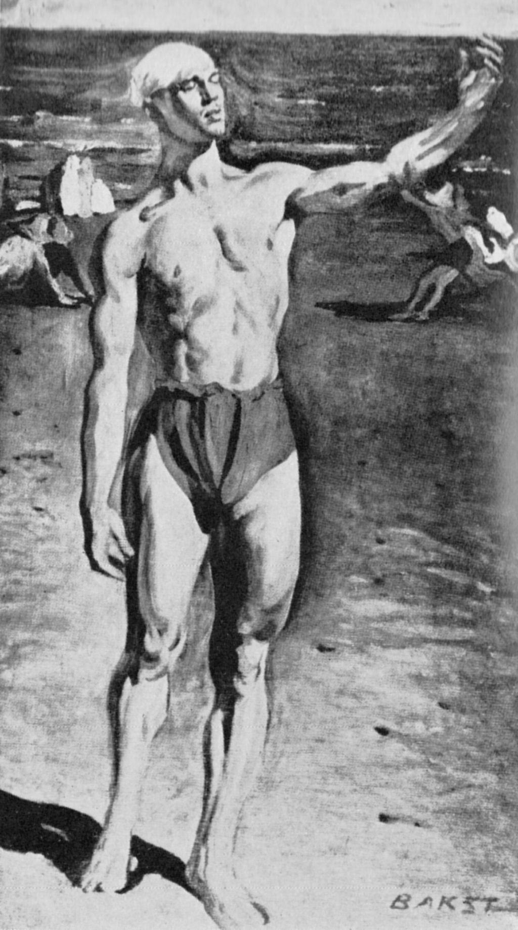 Wacław Niżyński na Lido w 1910 r. Rysunek Leona Baksta